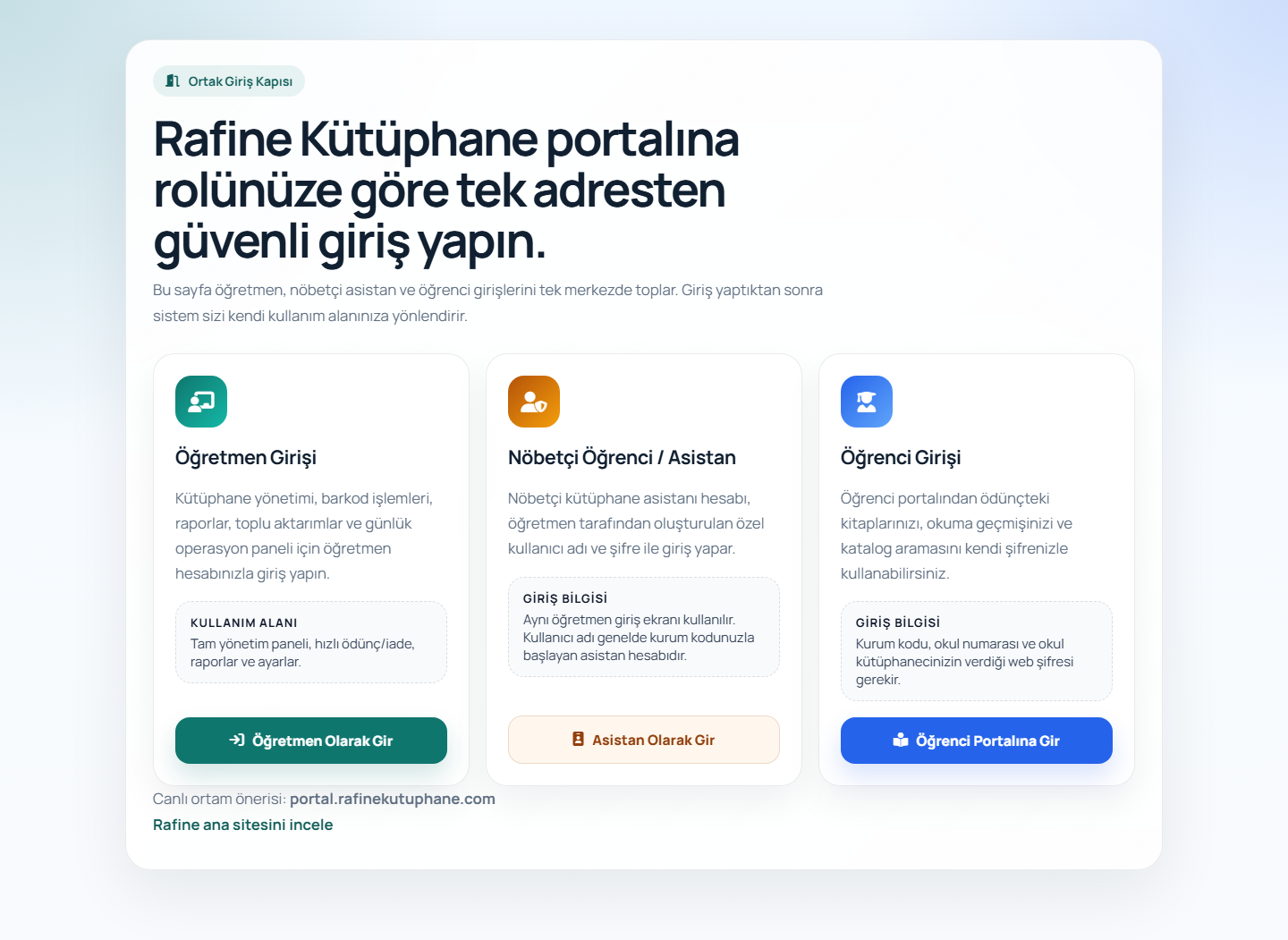 Rafine Cloud portal ekranı